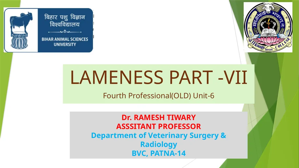 LAMENESS PART -VII Fourth Professional(OLD) Unit-6 - slide 1 of 6