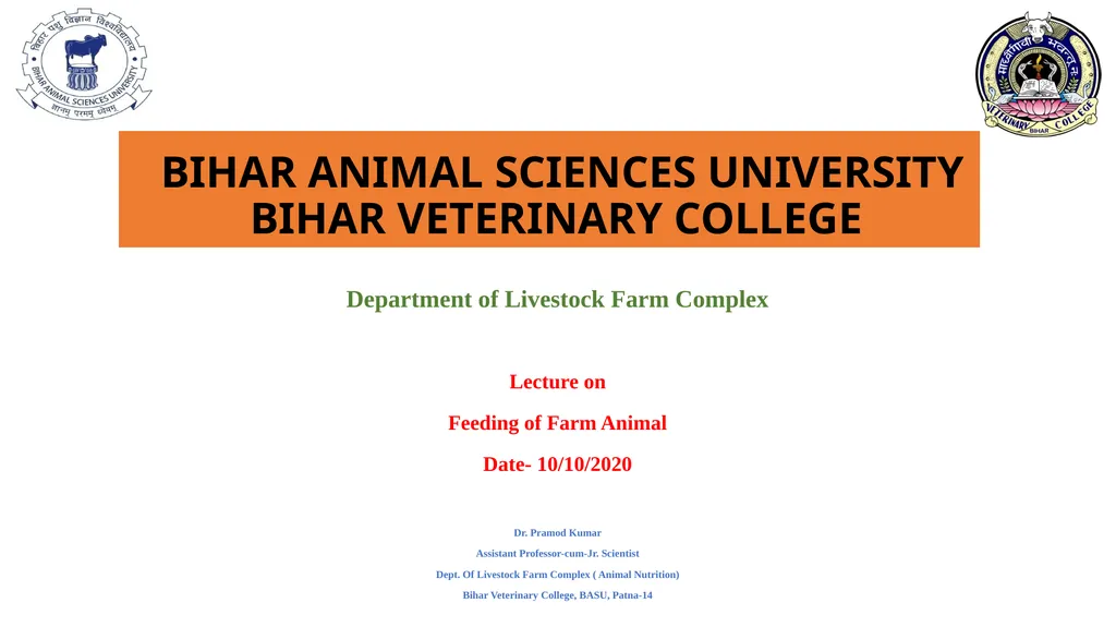 BIHAR ANIMAL SCIENCES UNIVERSITY BIHAR VETERINARY - slide 1 of 12