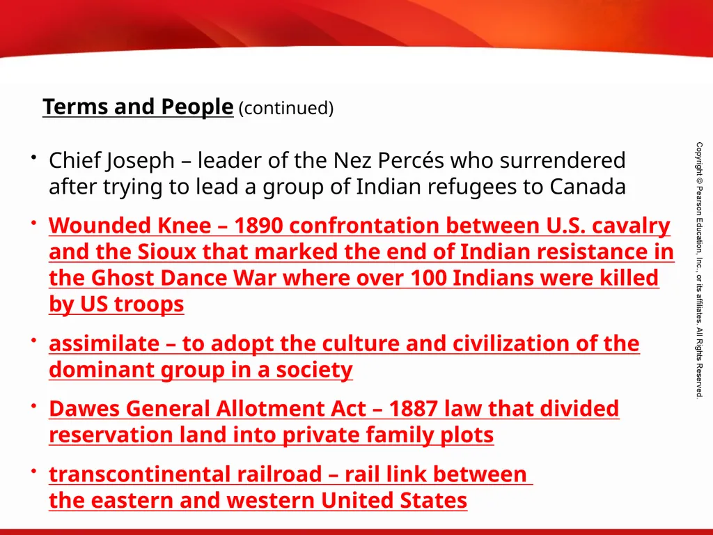 Native American Struggles Terms and People - slide 3 of 15