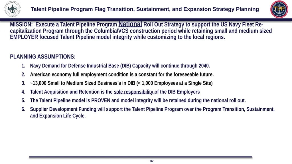 US Navy Talent Pipeline Program “It’s NOT a - slide 32 of 35