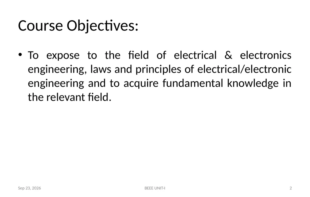 BASIC ELECTRICAL & ELECTRONICS ENGINEERING - slide 2 of 140