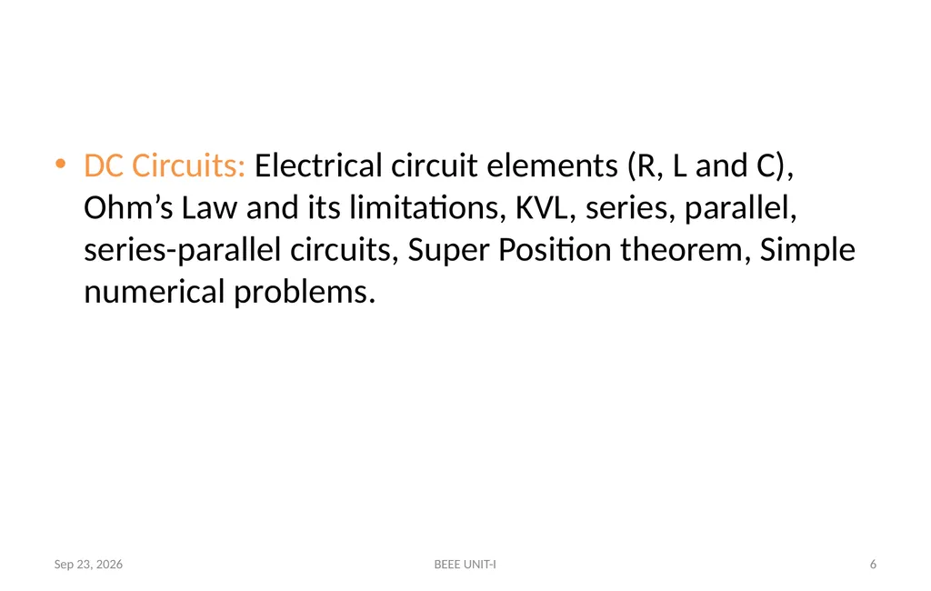 BASIC ELECTRICAL & ELECTRONICS ENGINEERING - slide 6 of 140