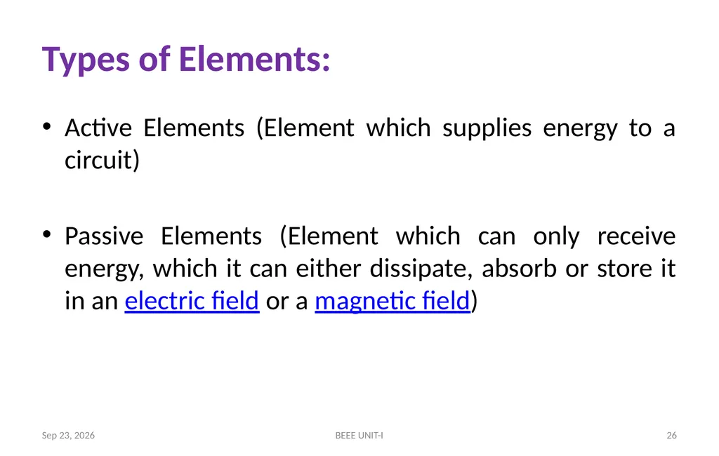BASIC ELECTRICAL & ELECTRONICS ENGINEERING - slide 26 of 140