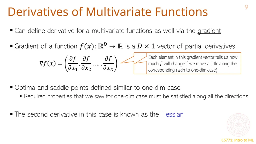 Optimization for ML CS771: Introduction to Machine - slide 9 of 18