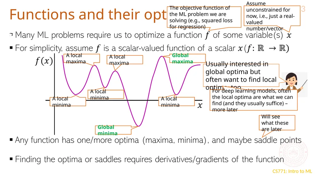 Optimization for ML CS771: Introduction to Machine - slide 3 of 18