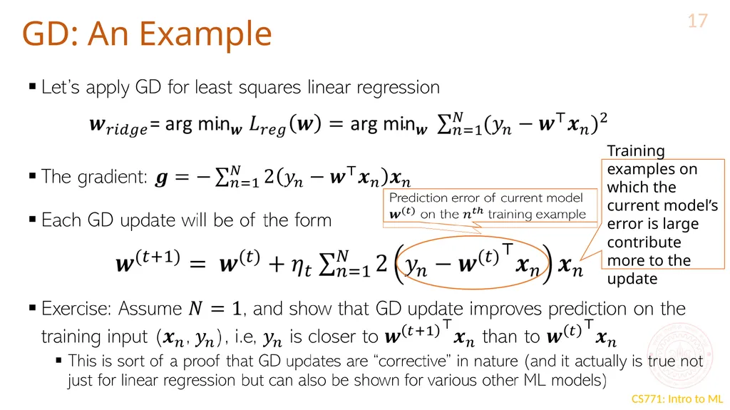 Optimization for ML CS771: Introduction to Machine - slide 17 of 18