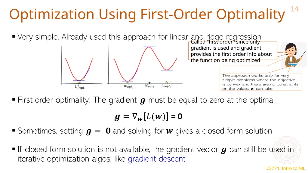 Optimization for ML CS771: Introduction to Machine - slide 14 of 18
