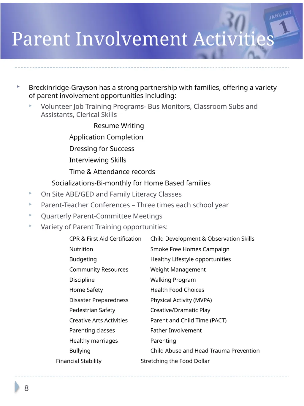 Breckinridge-Grayson Programs, Inc. Head Start and - slide 8 of 20