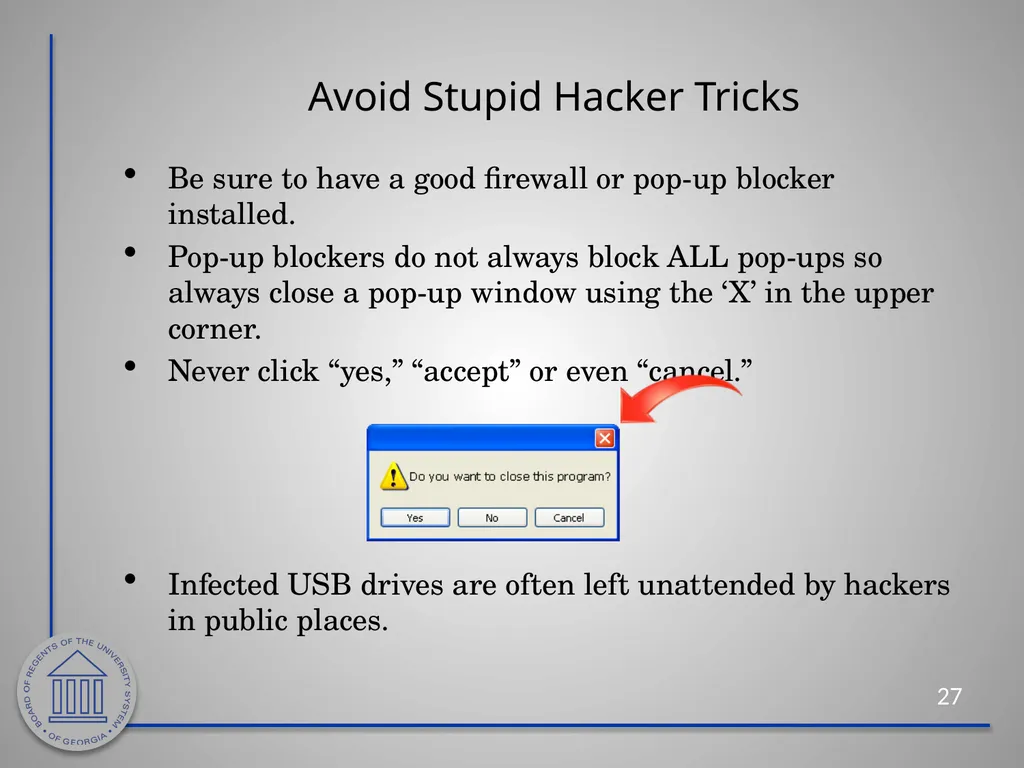 Information Security Awareness Cybersecurity - slide 27 of 33