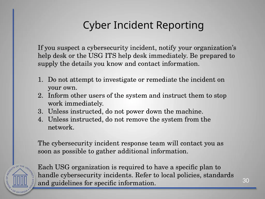 Information Security Awareness Cybersecurity - slide 30 of 33
