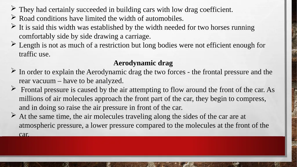 AUTOMOBILE AERODYNAMICS MODULE 3 Ground Vehicle - slide 14 of 42