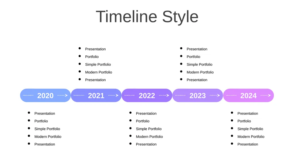 Agenda Style Timeline Style 2020 2021 2022 2023 - slide 4 of 48