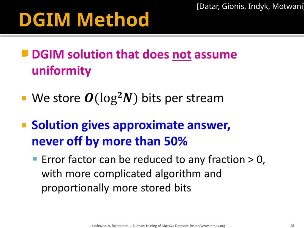 Mining Data Streams (Part 1) Mining of Massive - slide 28 of 46