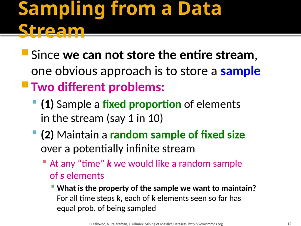 Mining Data Streams (Part 1) Mining of Massive - slide 12 of 46