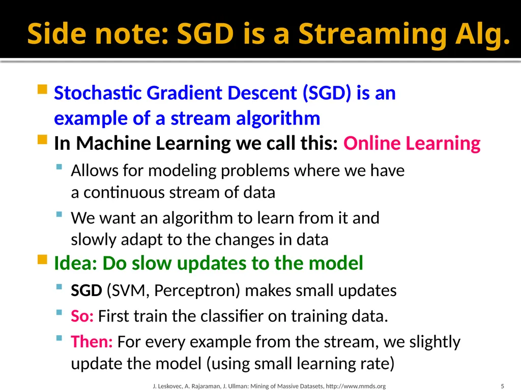 Mining Data Streams (Part 1) Mining of Massive - slide 5 of 46