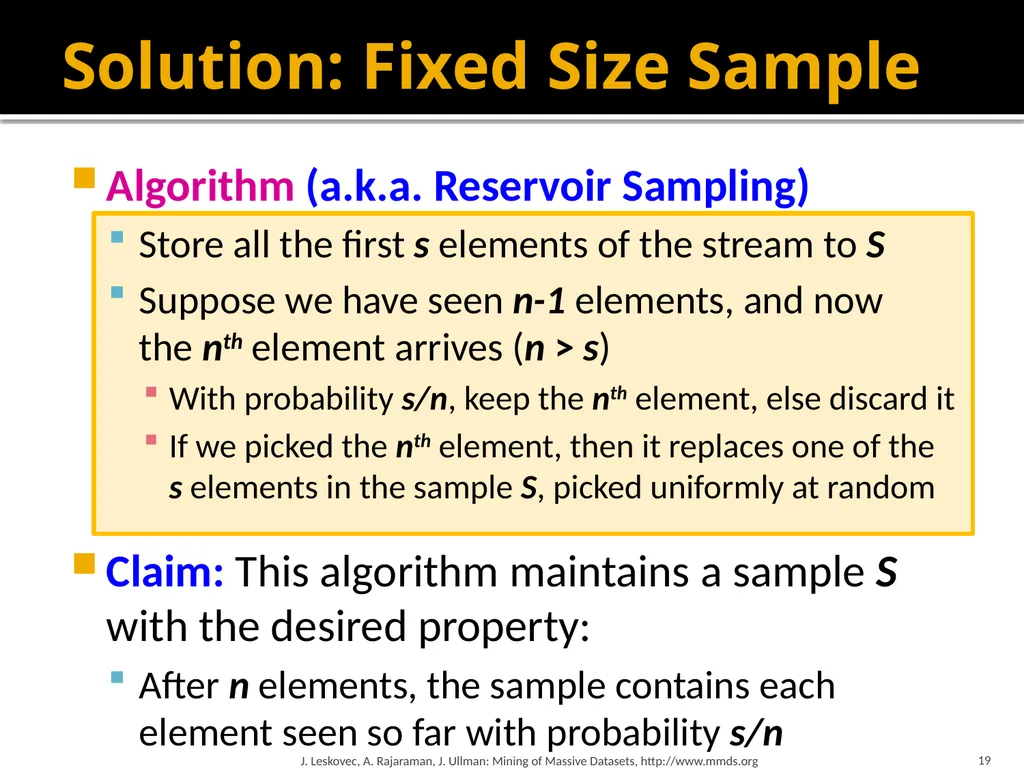 Mining Data Streams (Part 1) Mining of Massive - slide 19 of 46