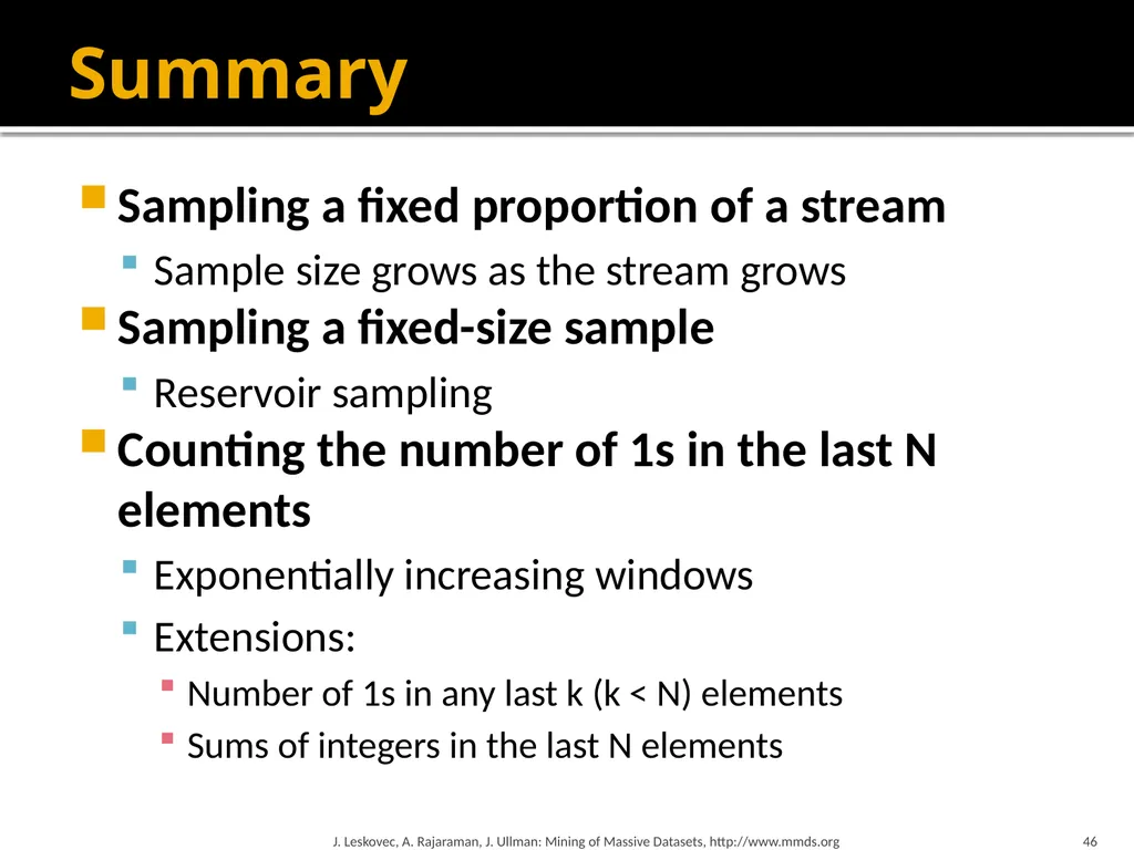 Mining Data Streams (Part 1) Mining of Massive - slide 46 of 46