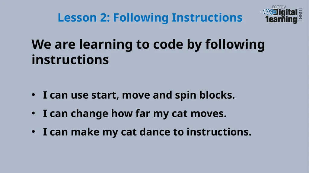 Lesson 2 – Following Instructions ScratchJr - slide 2 of 8