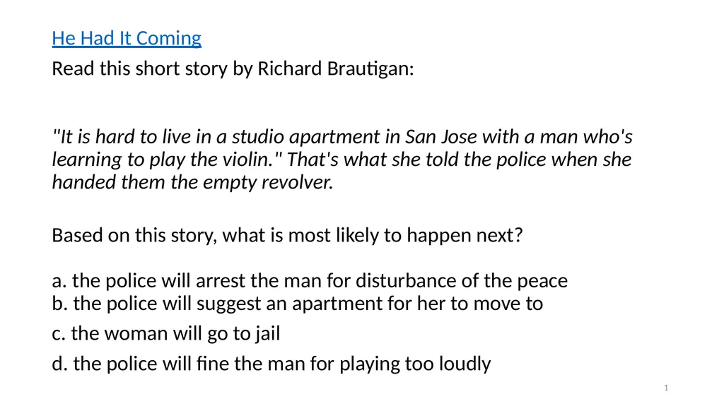 He Had It Coming Read this short story by Richard - slide 1 of 56