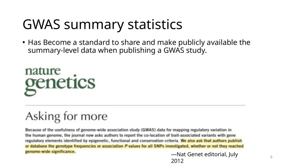 Estimation of Heritability from GWAS Summary - slide 9 of 46