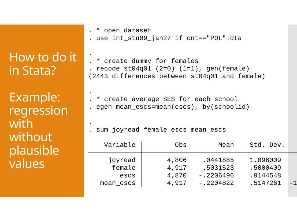 Analyzing large-scale achievement surveys in Stata - slide 9 of 27