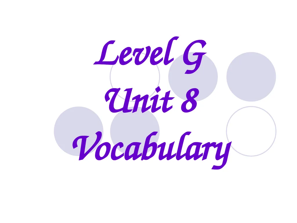 Level G Unit 8 Vocabulary Allege Connotation: - slide 1 of 24