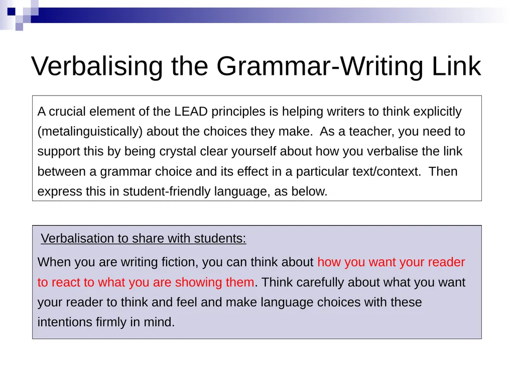 Positioning the reader through language choices: - slide 8 of 9