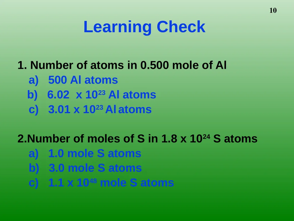 The Mole 6.02 X 1023 Chemistry I HD – Chapter - slide 10 of 33