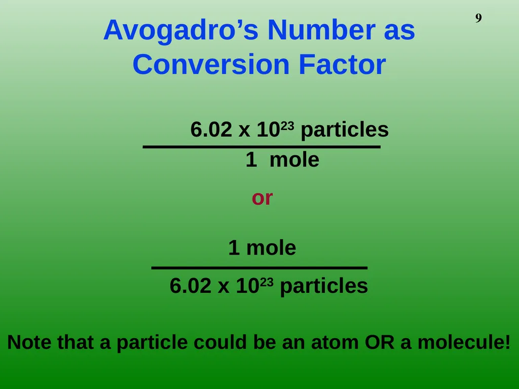 The Mole 6.02 X 1023 Chemistry I HD – Chapter - slide 9 of 33