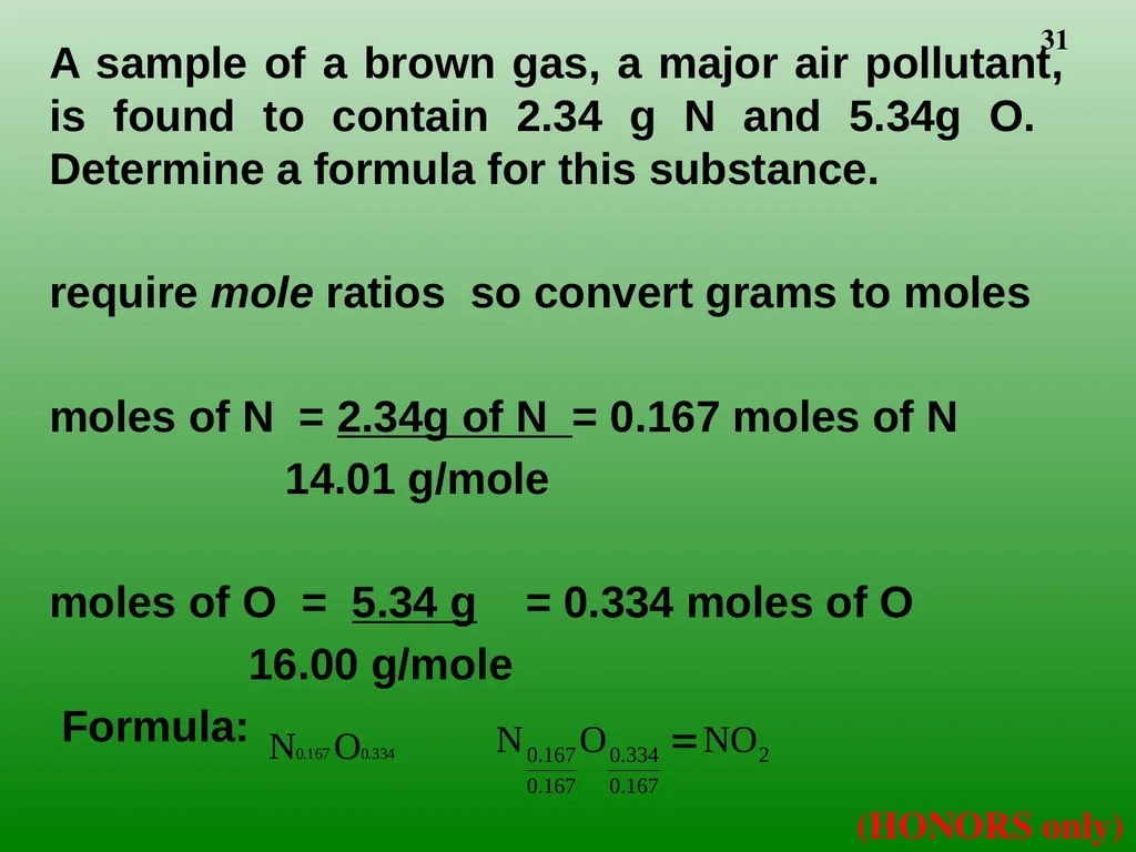 The Mole 6.02 X 1023 Chemistry I HD – Chapter - slide 31 of 33