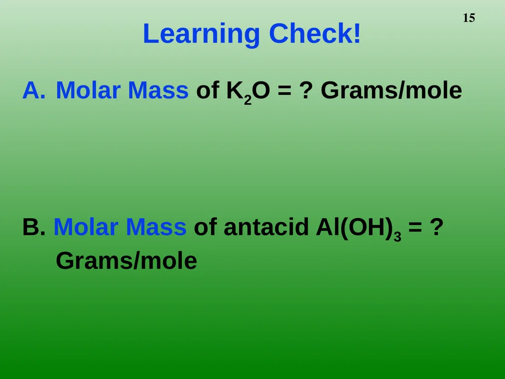 The Mole 6.02 X 1023 Chemistry I HD – Chapter - slide 15 of 33
