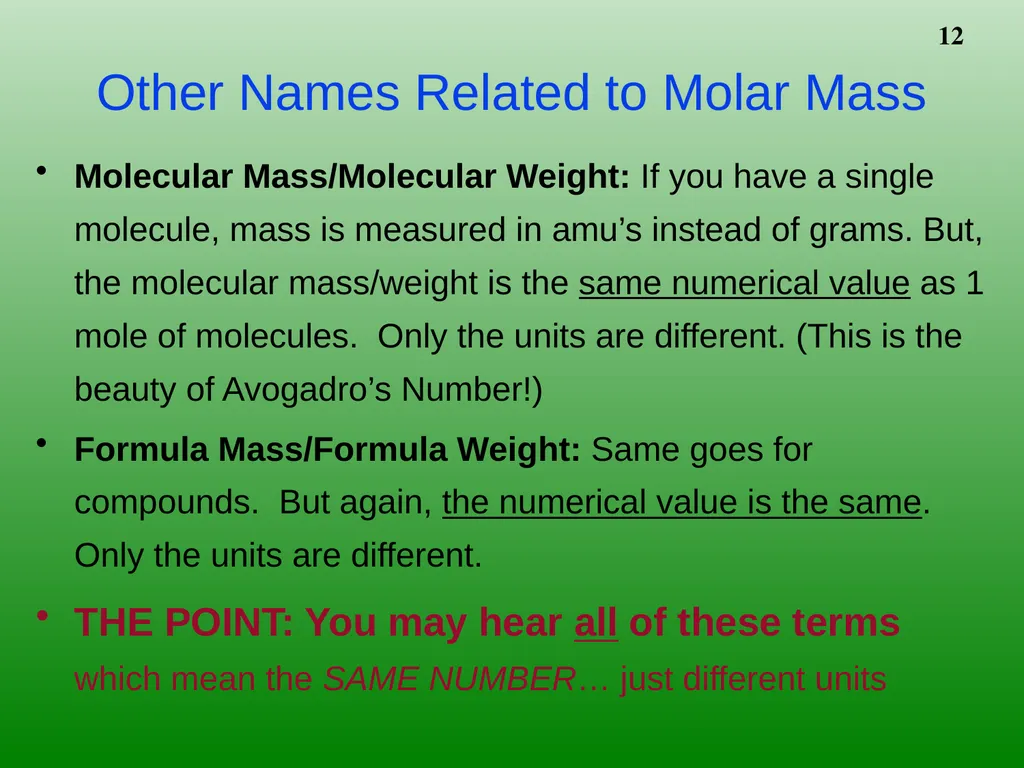 The Mole 6.02 X 1023 Chemistry I HD – Chapter - slide 12 of 33