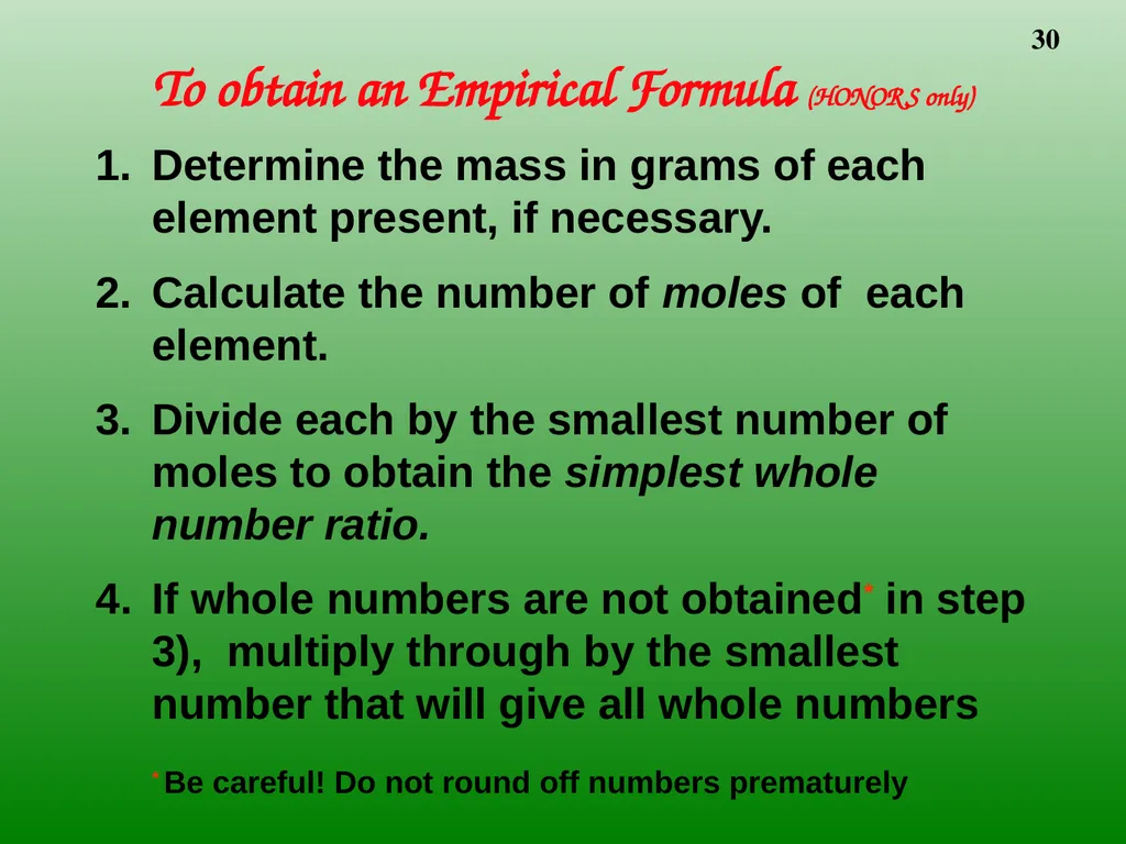 The Mole 6.02 X 1023 Chemistry I HD – Chapter - slide 30 of 33