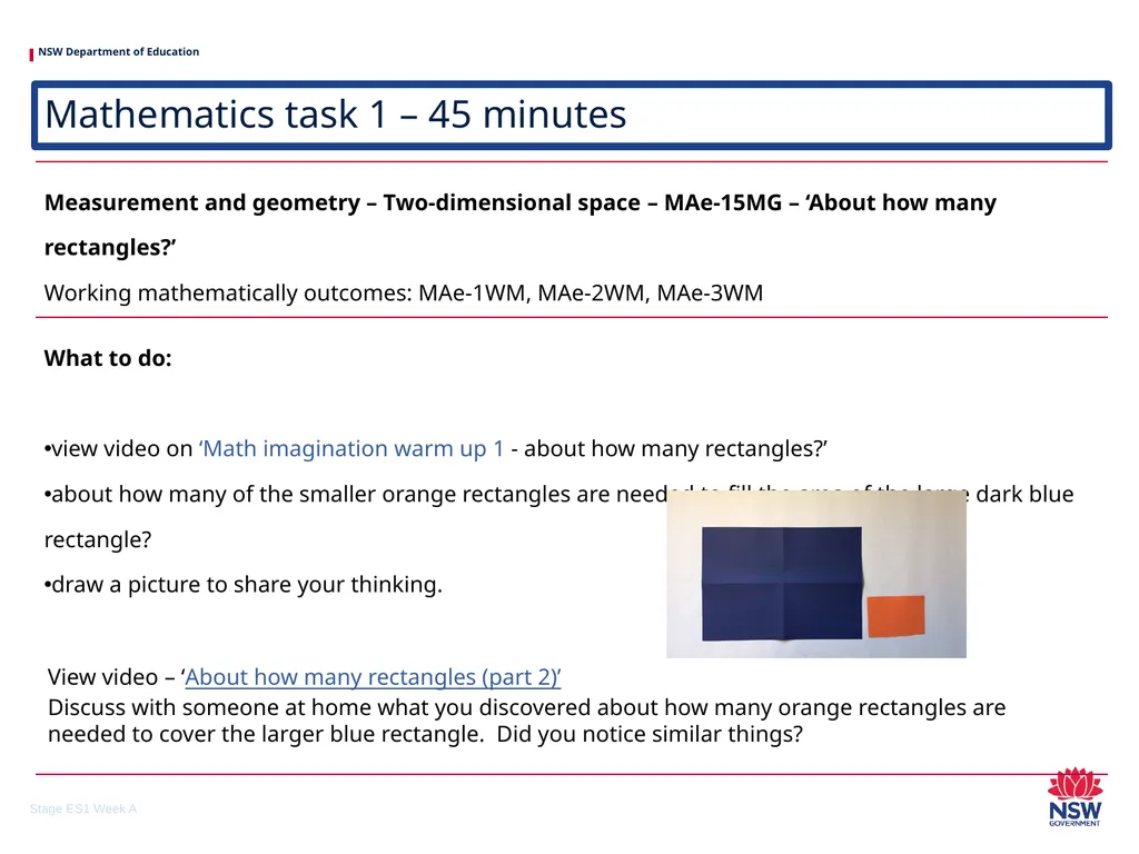 Early Stage 1 One unit of work – sample A - slide 12 of 38