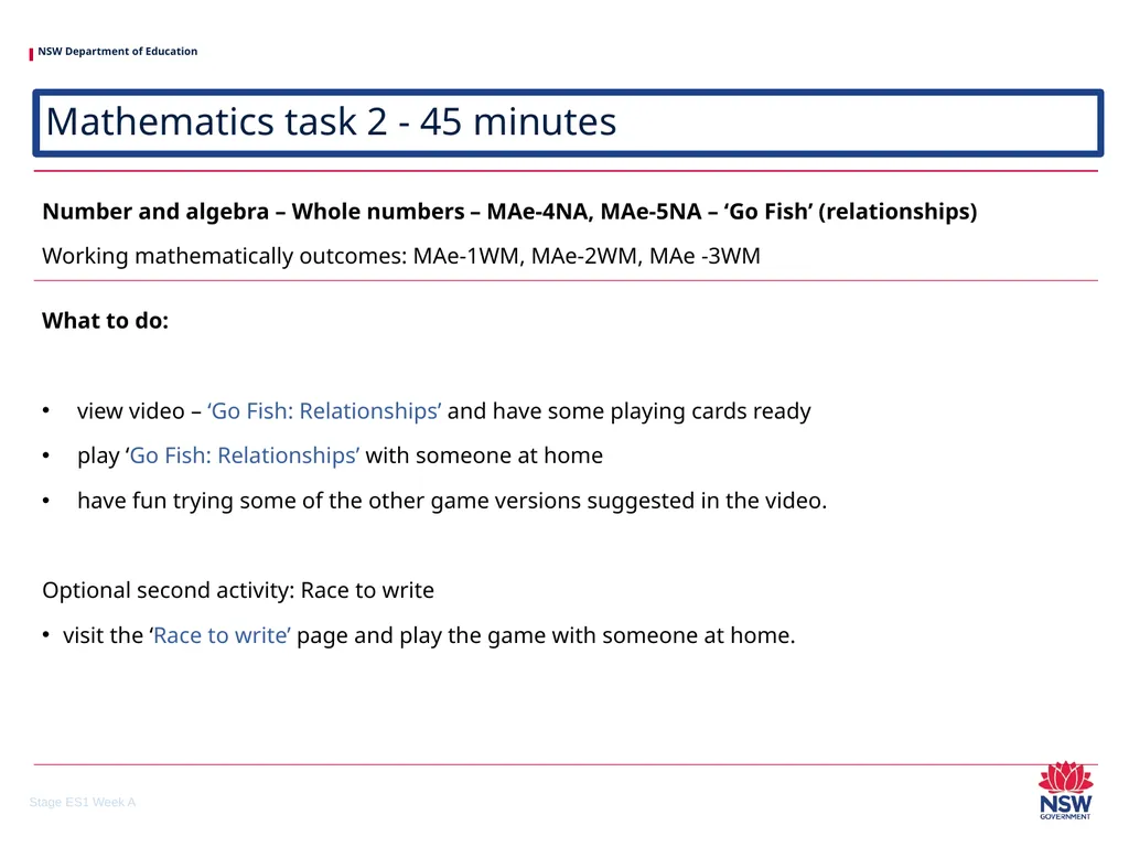 Early Stage 1 One unit of work – sample A - slide 13 of 38