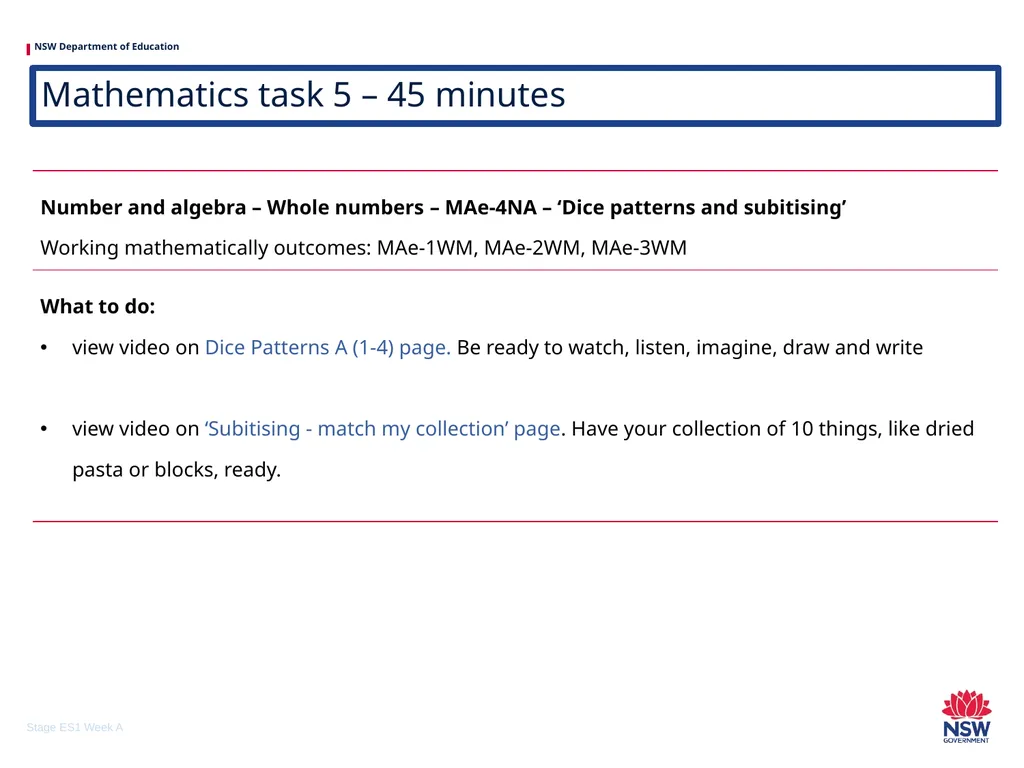 Early Stage 1 One unit of work – sample A - slide 16 of 38