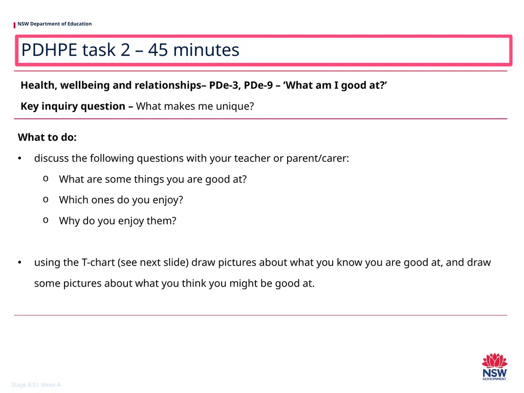 Early Stage 1 One unit of work – sample A - slide 31 of 38