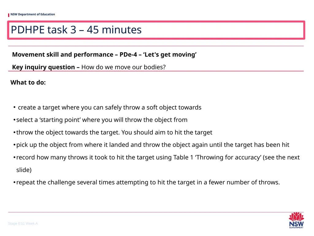 Early Stage 1 One unit of work – sample A - slide 33 of 38