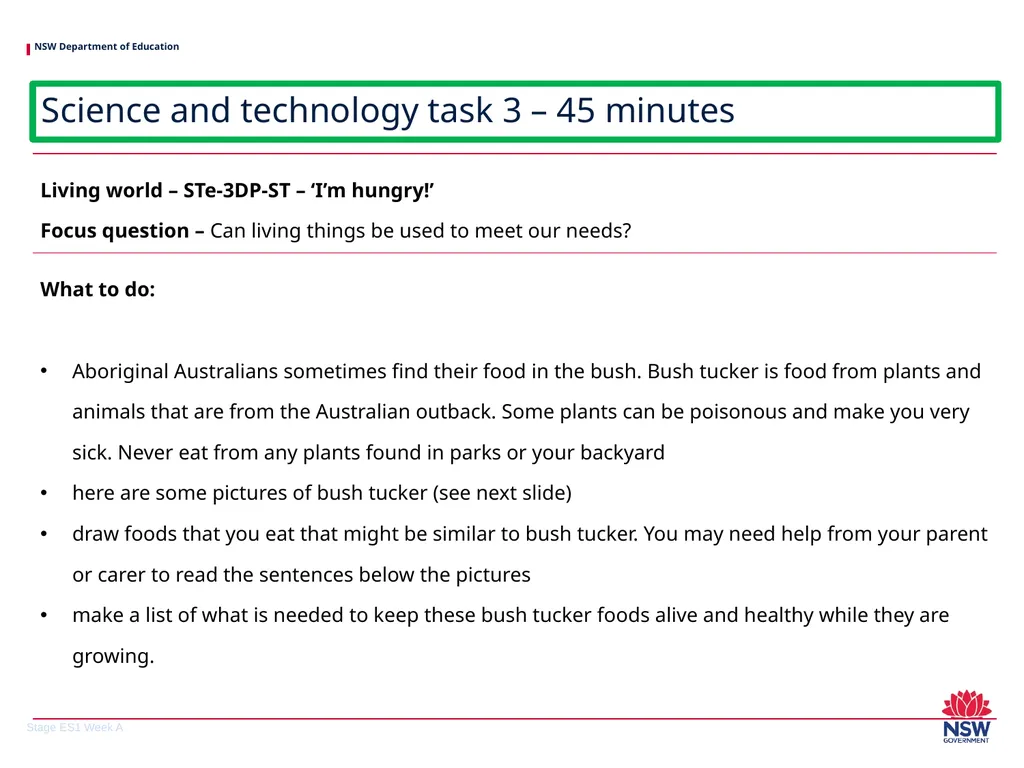 Early Stage 1 One unit of work – sample A - slide 21 of 38
