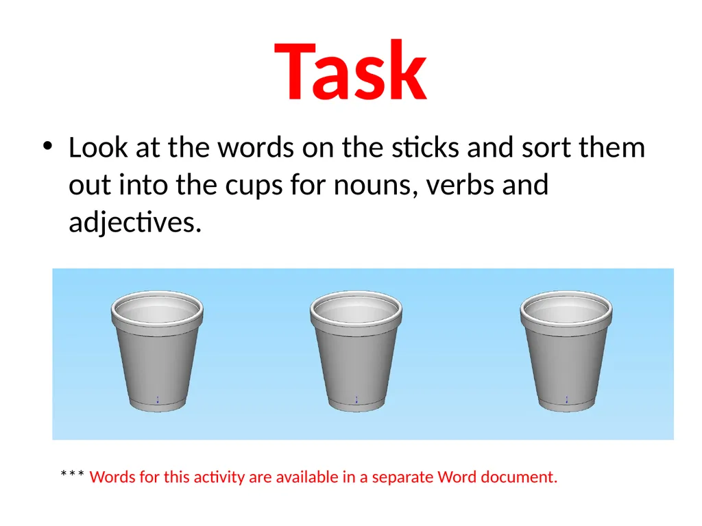 Nouns, Verbs & Adjectives Curriculum links - slide 8 of 8