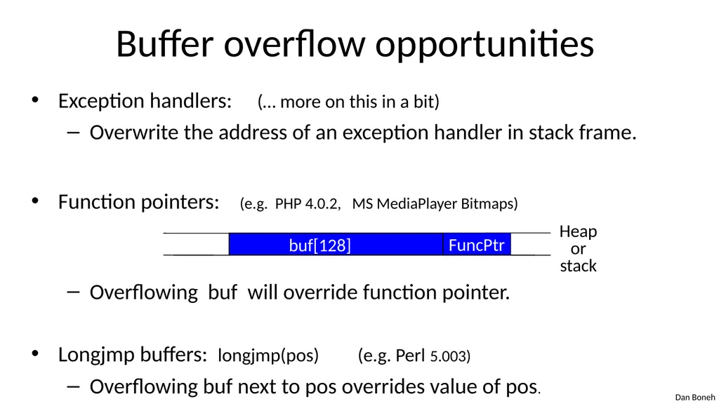 Control Hijacking Basic Control Hijacking Attacks - slide 13 of 39