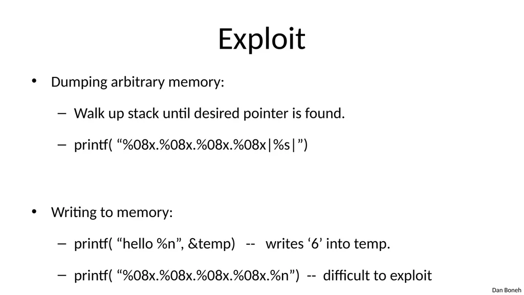 Control Hijacking Basic Control Hijacking Attacks - slide 30 of 39