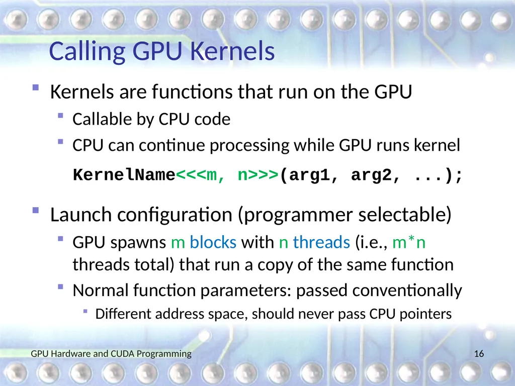GPU Hardware and CUDA Programming Martin Burtscher - slide 16 of 31
