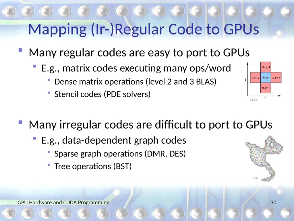 GPU Hardware and CUDA Programming Martin Burtscher - slide 30 of 31