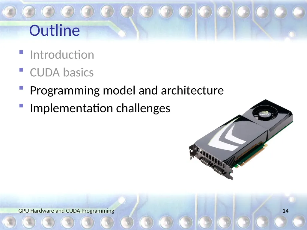 GPU Hardware and CUDA Programming Martin Burtscher - slide 14 of 31