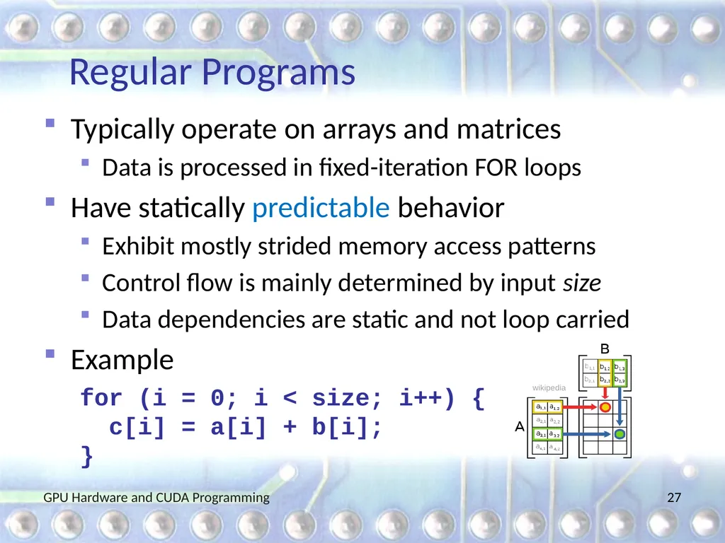 GPU Hardware and CUDA Programming Martin Burtscher - slide 27 of 31
