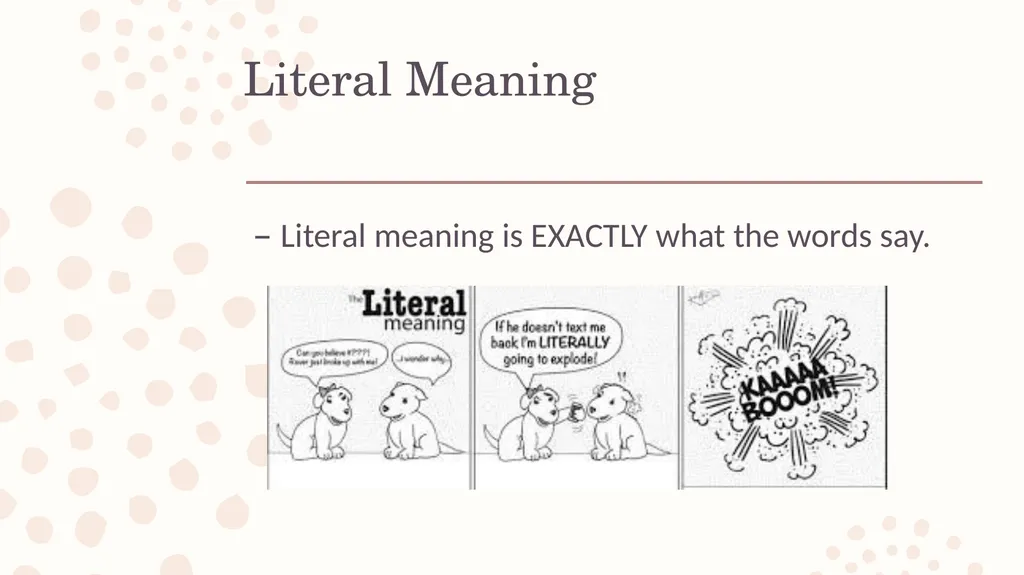 Literal vs. Figurative Language Literal Meaning - slide 2 of 28
