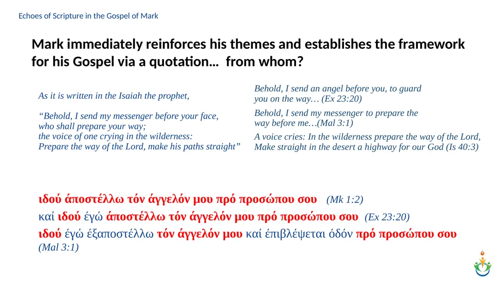 Echoes of Scripture in the Gospel of Mark Echoes - slide 12 of 18